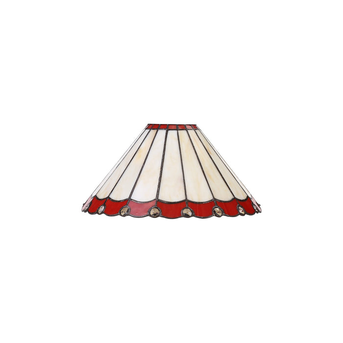 Nelson Lighting NLK02849 Umbrian 1 Light Curved Table Lamp With 30cm Tiffany Shade Red/Chrome/Crystal/Aged Antique Brass