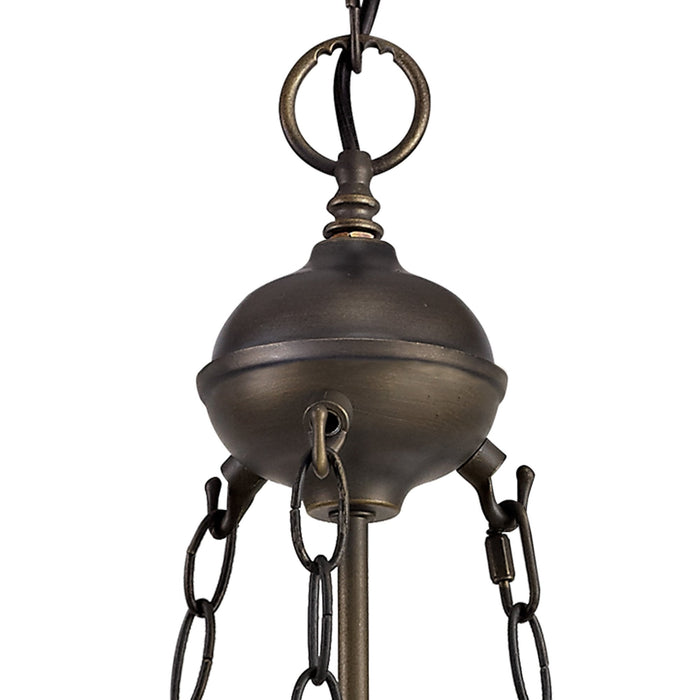 Nelson Lighting NLK02919 Umbrian 2 Light Up Lighter Pendant With 30cm Tiffany Shade Red/Chrome/Crystal/Aged Antique Brass