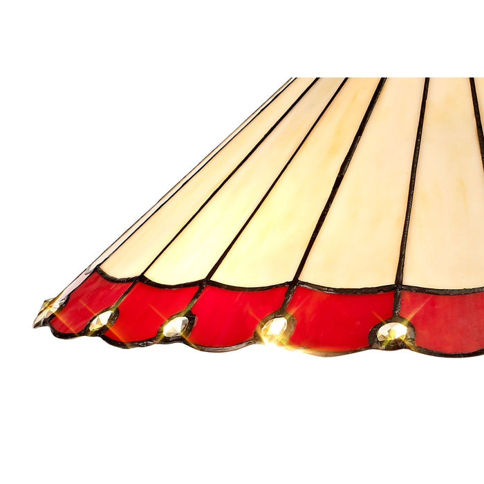 Nelson Lighting NLK02999 Umbrian 3 Light Semi Ceiling With 40cm Tiffany Shade Red/Chrome/Crystal/Aged Antique Brass