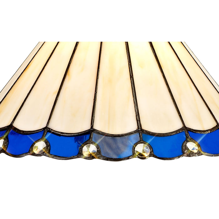 Nelson Lighting NLK03129 Umbrian 3 Light Semi Ceiling With 30cm Tiffany Shade Blue/Chrome/Crystal/Aged Antique Brass