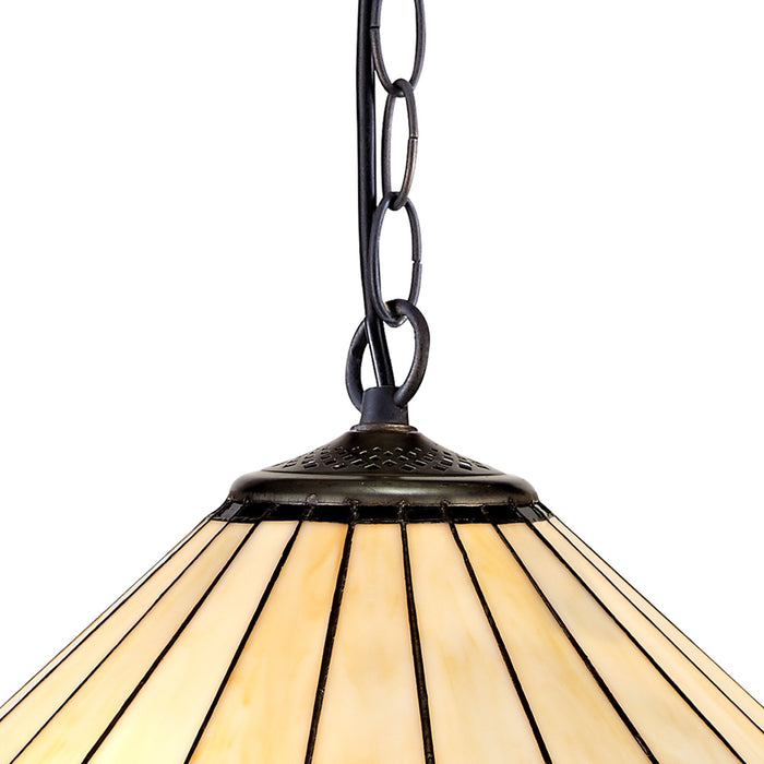 Nelson Lighting NLK03189 Umbrian 1 Light Down Lighter Pendant With 40cm Tiffany Shade Blue/Chrome/Crystal/Aged Antique Brass