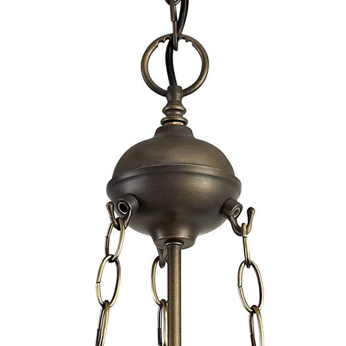 Nelson Lighting NLK03229 Umbrian 3 Light Up Lighter Pendant With 40cm Tiffany Shade Blue/Chrome/Crystal/Aged Antique Brass