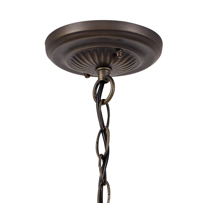 Nelson Lighting NLK03309 Umbrian 1 Light Down Lighter Pendant With 30cm Tiffany Shade Grey/Chrome/Crystal/Aged Antique Brass