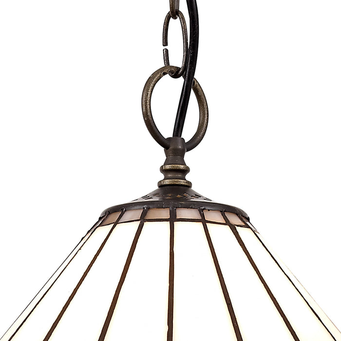 Nelson Lighting NLK03309 Umbrian 1 Light Down Lighter Pendant With 30cm Tiffany Shade Grey/Chrome/Crystal/Aged Antique Brass