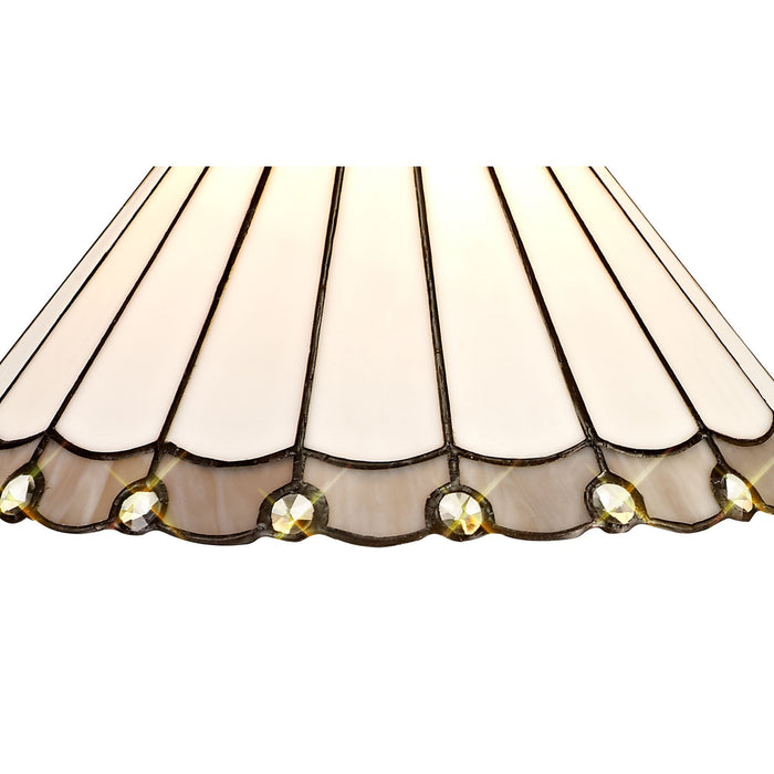 Nelson Lighting NLK03309 Umbrian 1 Light Down Lighter Pendant With 30cm Tiffany Shade Grey/Chrome/Crystal/Aged Antique Brass