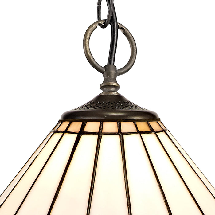 Nelson Lighting NLK03329 Umbrian 3 Light Down Lighter Pendant With 30cm Tiffany Shade Grey/Chrome/Crystal/Aged Antique Brass