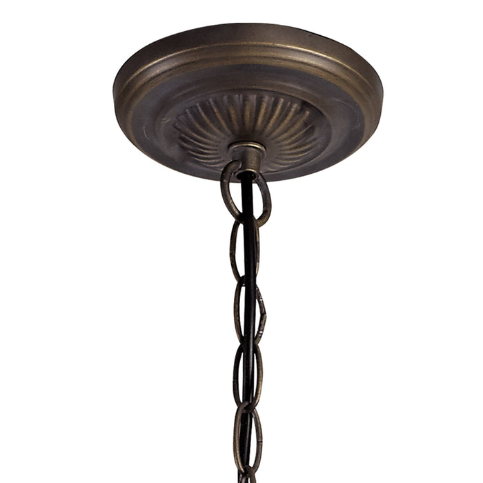 Nelson Lighting NLK03359 Umbrian 2 Light Up Lighter Pendant With 30cm Tiffany Shade Grey/Chrome/Crystal/Aged Antique Brass