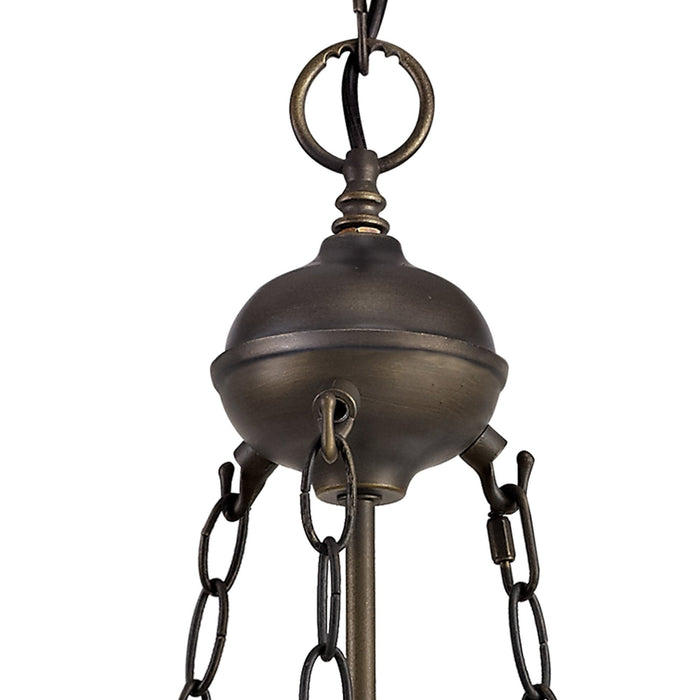 Nelson Lighting NLK03359 Umbrian 2 Light Up Lighter Pendant With 30cm Tiffany Shade Grey/Chrome/Crystal/Aged Antique Brass