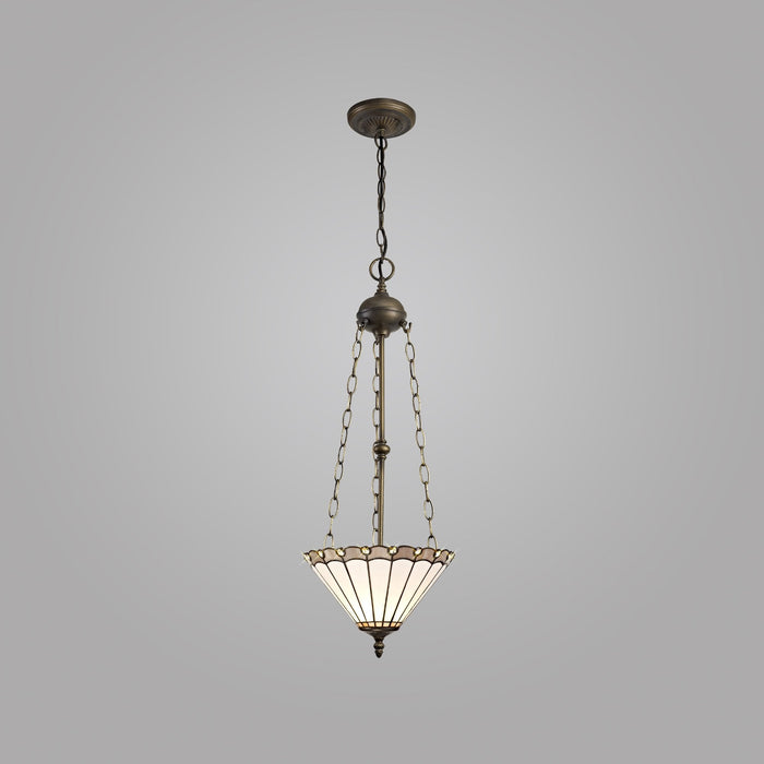 Nelson Lighting NLK03369 Umbrian 3 Light Up Lighter Pendant With 30cm Tiffany Shade Grey/Chrome/Crystal/Aged Antique Brass