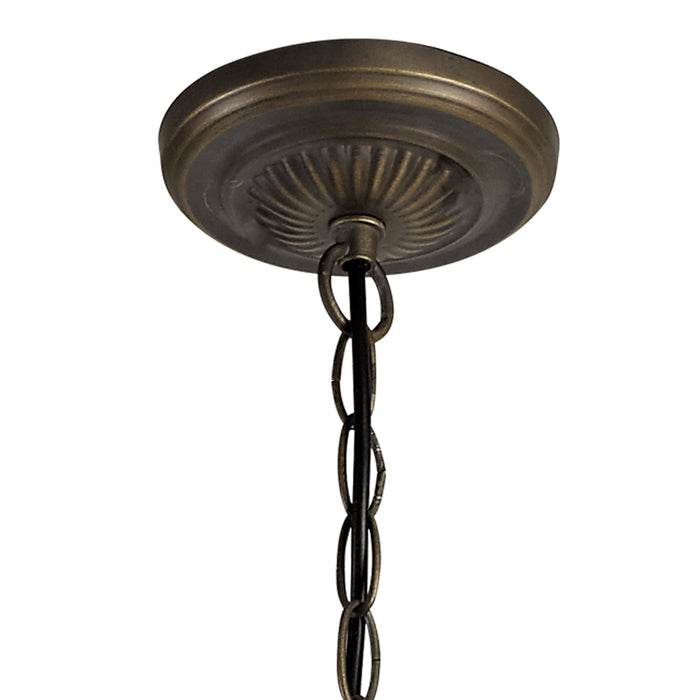 Nelson Lighting NLK03369 Umbrian 3 Light Up Lighter Pendant With 30cm Tiffany Shade Grey/Chrome/Crystal/Aged Antique Brass