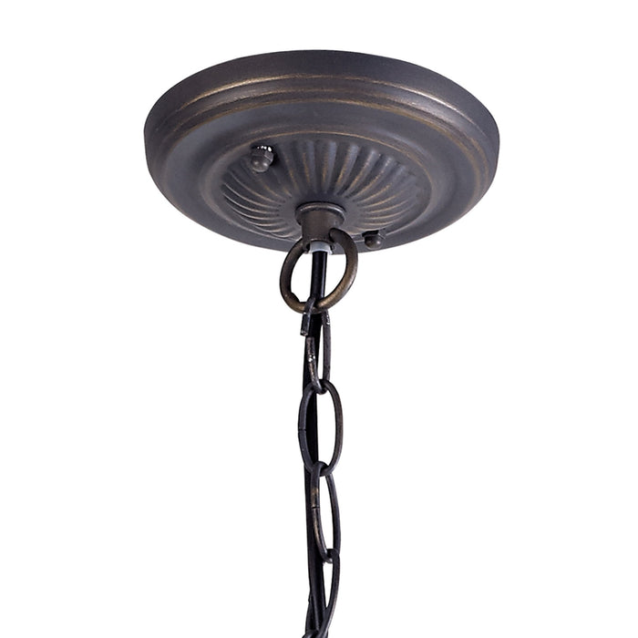 Nelson Lighting NLK03409 Umbrian 1 Light Down Lighter Pendant With 40cm Tiffany Shade Grey/Chrome/Crystal/Aged Antique Brass