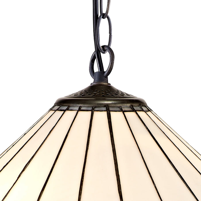 Nelson Lighting NLK03409 Umbrian 1 Light Down Lighter Pendant With 40cm Tiffany Shade Grey/Chrome/Crystal/Aged Antique Brass