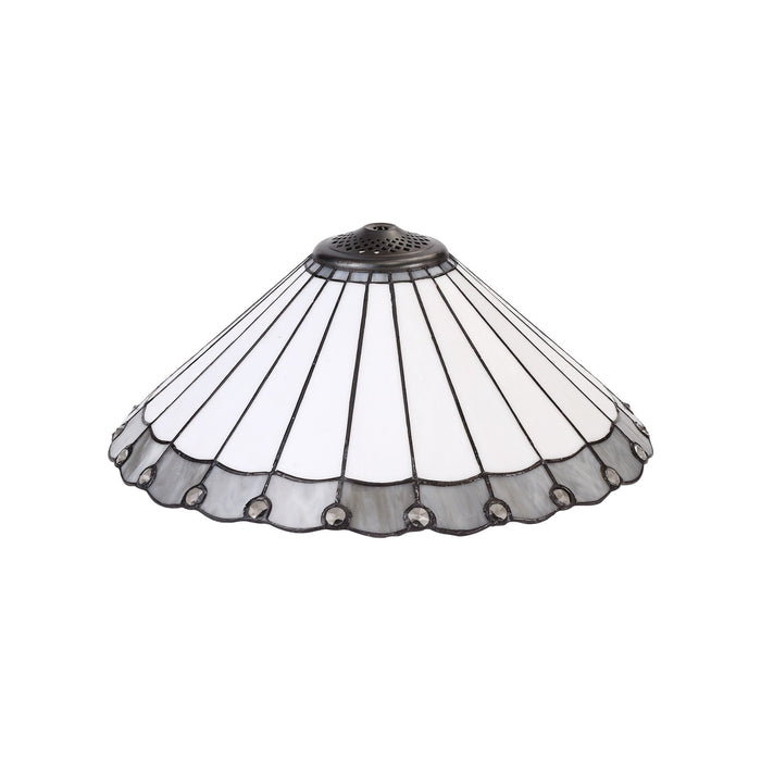 Nelson Lighting NLK03409 Umbrian 1 Light Down Lighter Pendant With 40cm Tiffany Shade Grey/Chrome/Crystal/Aged Antique Brass