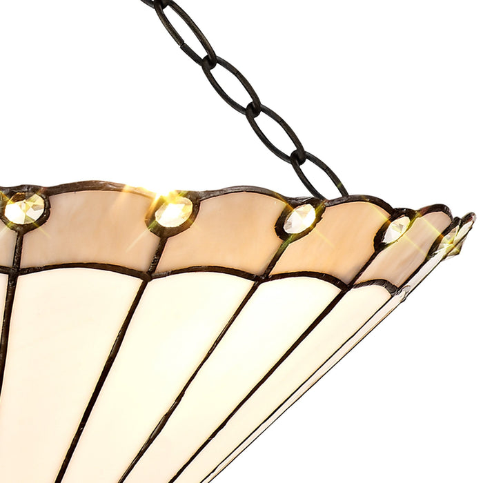 Nelson Lighting NLK03439 Umbrian 3 Light Semi Ceiling With 40cm Tiffany Shade Grey/Chrome/Crystal/Aged Antique Brass