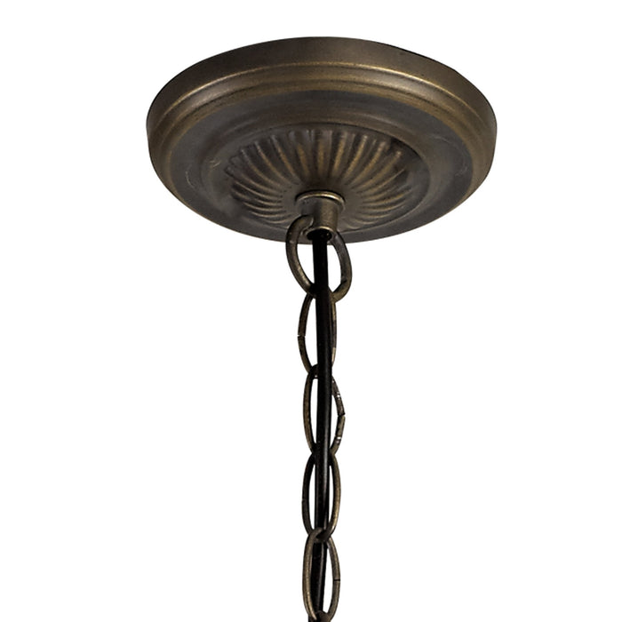 Nelson Lighting NLK03449 Umbrian 3 Light Up Lighter Pendant With 40cm Tiffany Shade Grey/Chrome/Crystal/Aged Antique Brass