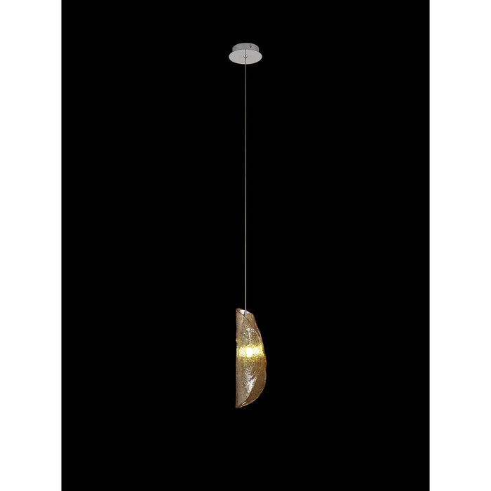 Nelson Lighting NL81909 Wish Pendant 1 Light Polished Chrome/Amber Glass