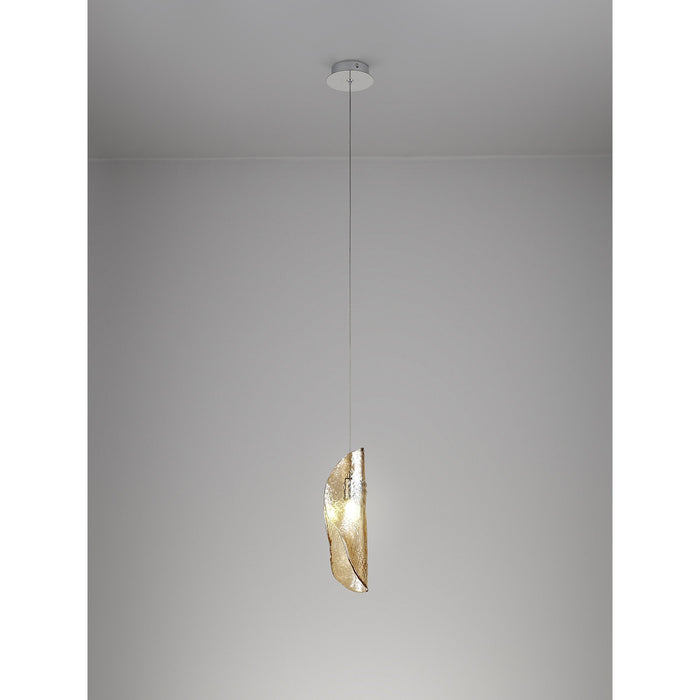 Nelson Lighting NL81909 Wish Pendant 1 Light Polished Chrome/Amber Glass