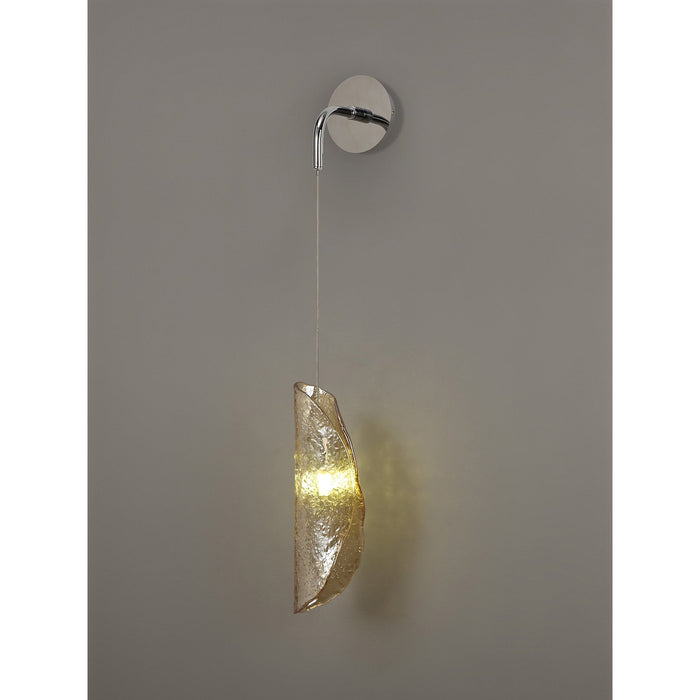 Nelson Lighting NL81949 Wish Wall Light 1 Light Polished Chrome/Amber Glass