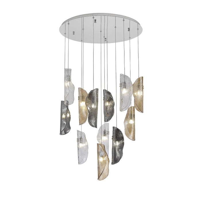 Nelson Lighting NL90529 Washington 12 Light Pendant Polished Chrome, Clear, Amber & Smoked Glass