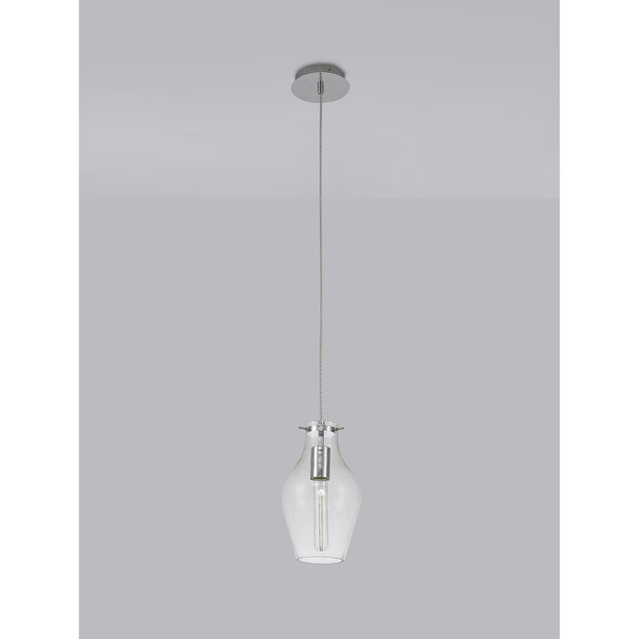 Nelson Lighting NL84179 Zen Pendant 17cm Round Chrome & Clear