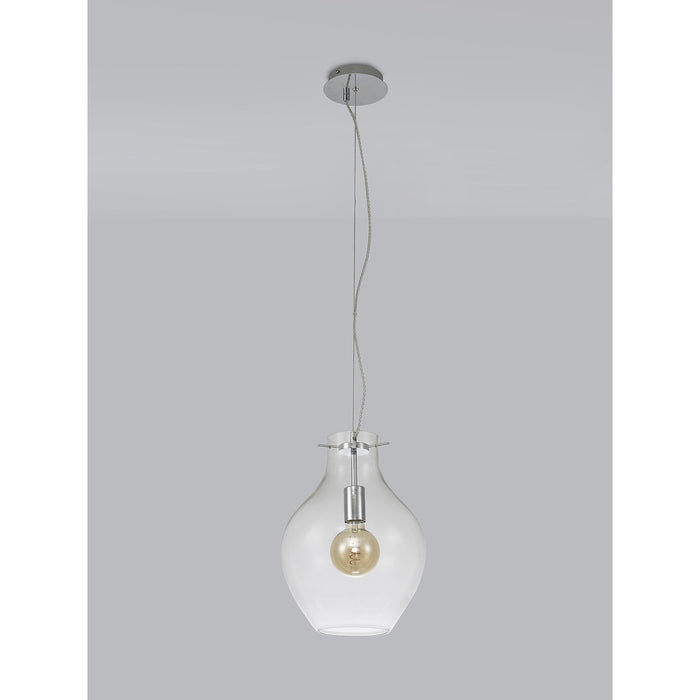 Nelson Lighting NL84189 Zen Pendant 28cm Round Chrome & Clear