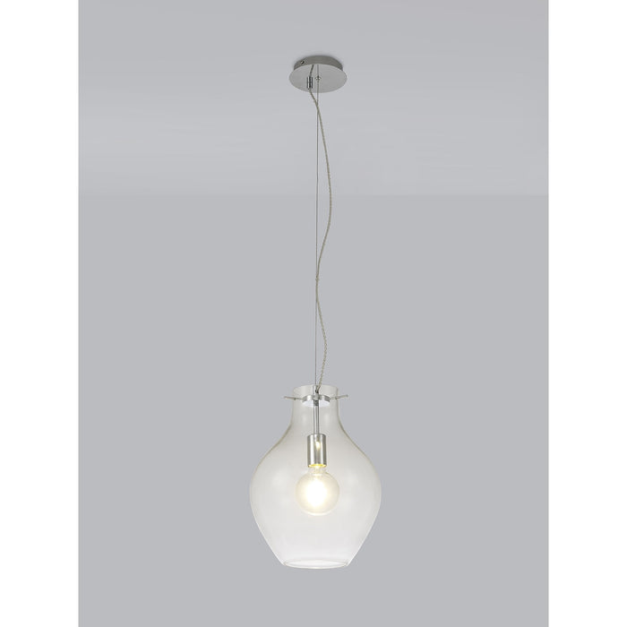 Nelson Lighting NL84189 Zen Pendant 28cm Round Chrome & Clear