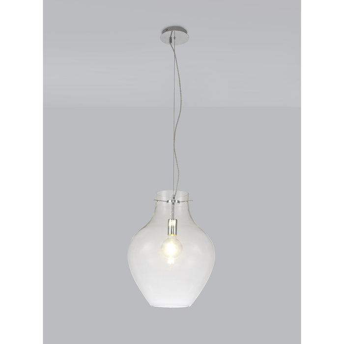 Nelson Lighting NL84199 Zen Pendant 38cm Round Chrome & Clear