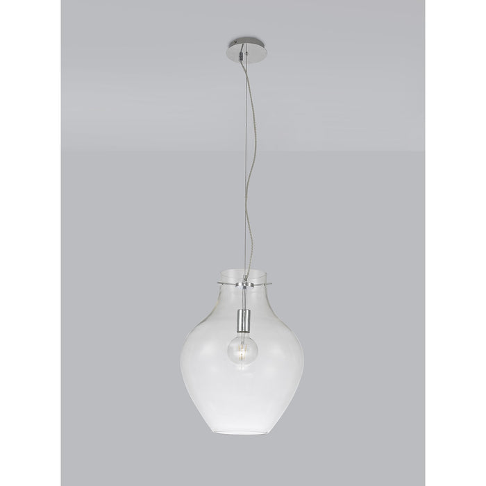 Nelson Lighting NL84199 Zen Pendant 38cm Round Chrome & Clear