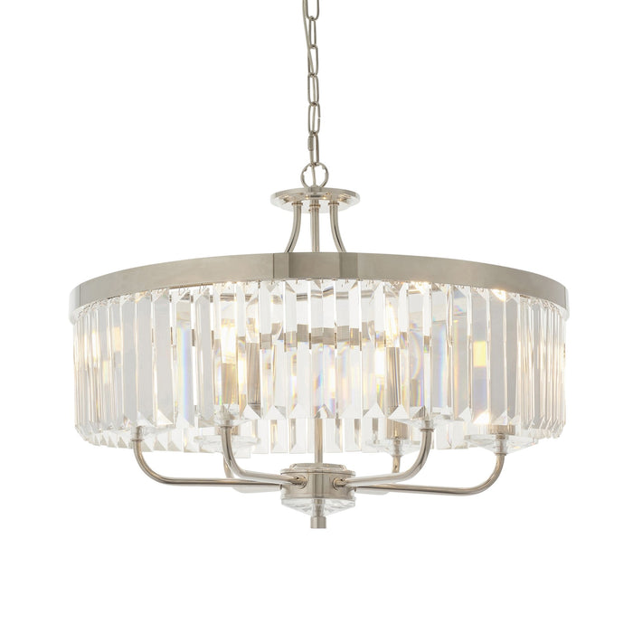 Nelson Lighting NL940263 6 Light Pendant Bright Nickel Plate & Clear Cut Glass