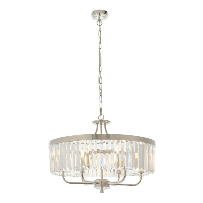 Nelson Lighting NL940263 6 Light Pendant Bright Nickel Plate & Clear Cut Glass