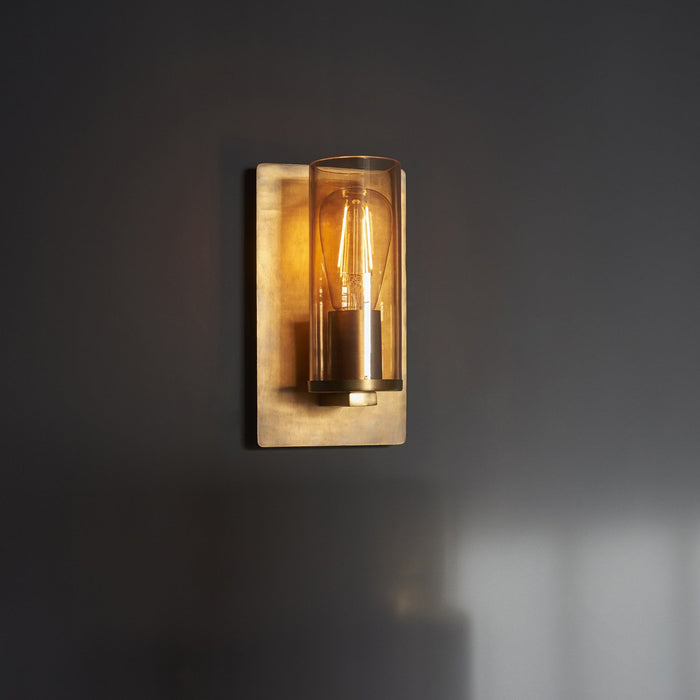 Nelson Lighting NL940598 1 Light Wall Light Brass Patina & Champagne Lustre Glass