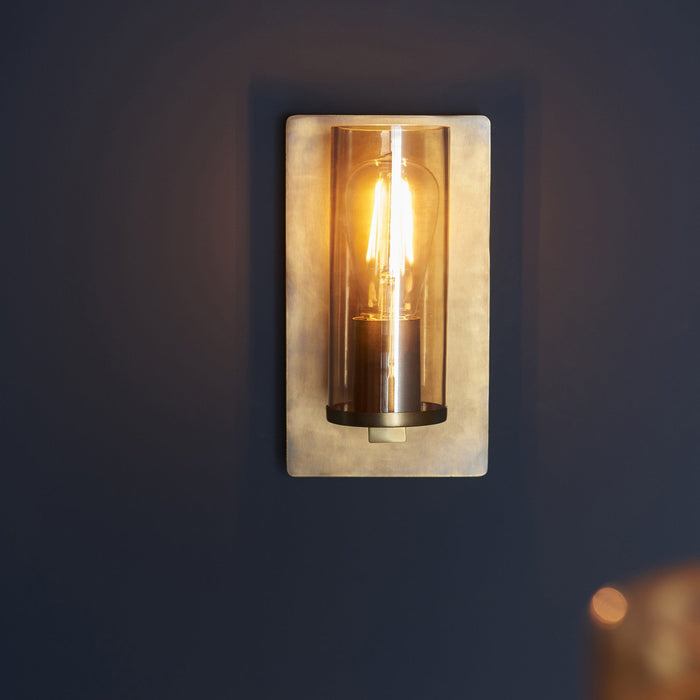 Nelson Lighting NL940598 1 Light Wall Light Brass Patina & Champagne Lustre Glass