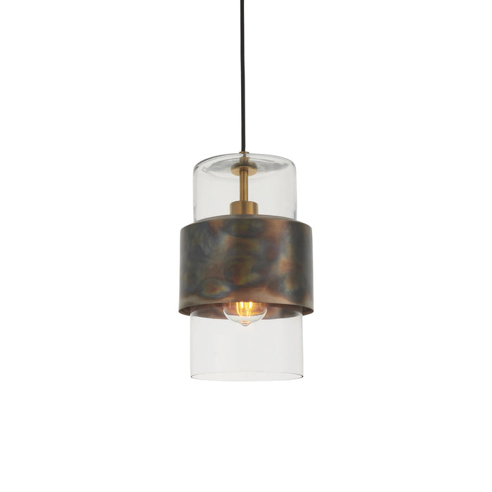 Nelson Lighting NL940601 1 Light Pendant Bronze Patina Plate & Clear Glass