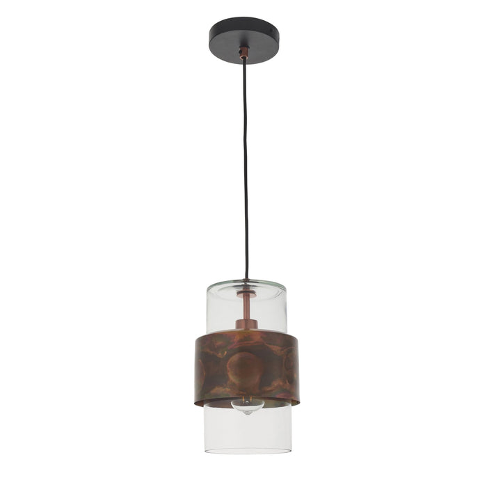 Nelson Lighting NL940603 1 Light Pendant Copper Patina Plate & Clear Glass