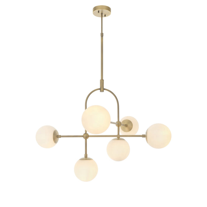 Nelson Lighting NL940842 6 Light Semi Flush Ceiling Light Matt Antique Brass Plate & Opal Glass