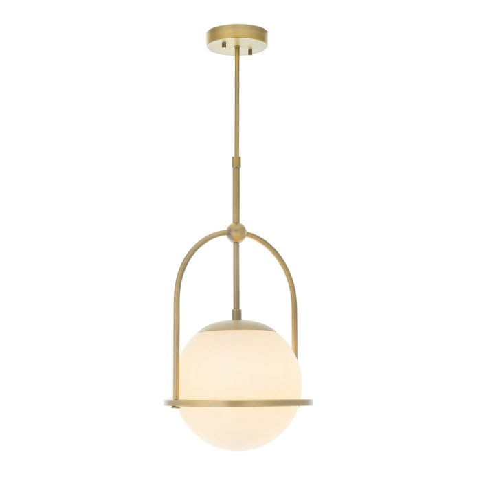 Nelson Lighting NL940844 1 Light Pendant Matt Antique Brass Plate & Opal Glass (S)