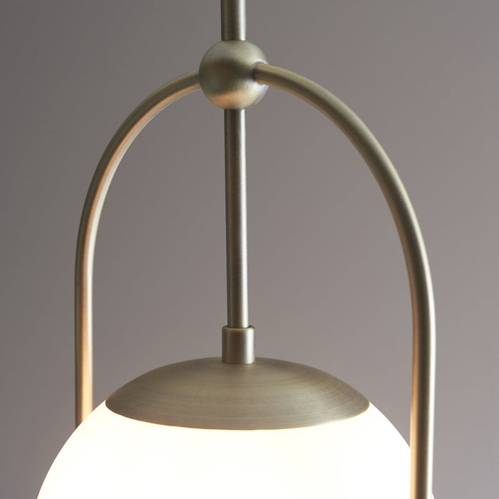 Nelson Lighting NL940844 1 Light Pendant Matt Antique Brass Plate & Opal Glass (S)