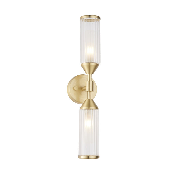 Nelson Lighting NL942229 2 Light Wall Light Satin Brass Plate With Clear & Frosted Glass