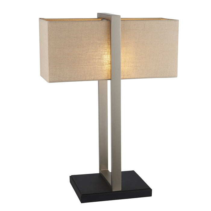 Nelson Lighting NL943060 1 Light Table Lamp Satin Nickel Plate & Natural Linen