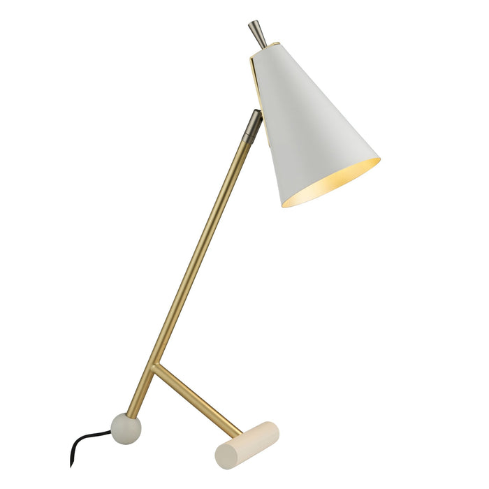 Nelson Lighting NL943066 1 Light Table Lamp Satin Brass Plate & Matt White Paint