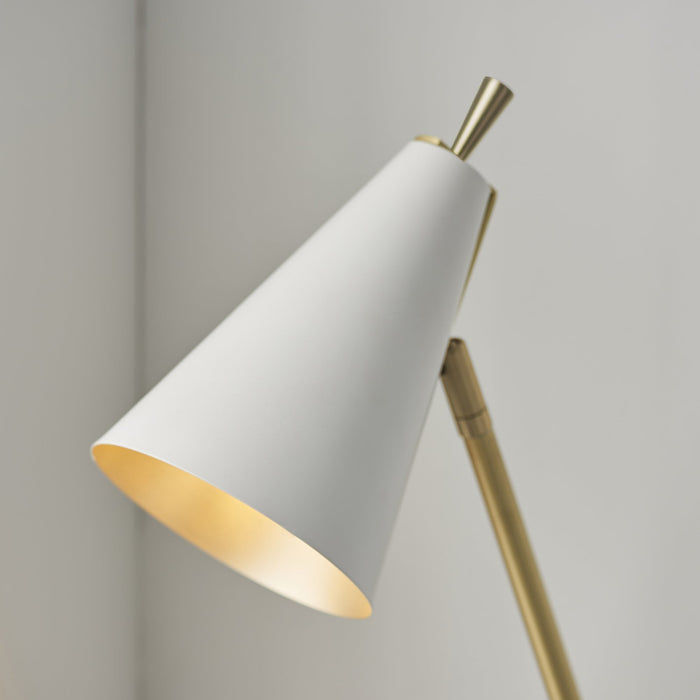 Nelson Lighting NL943066 1 Light Table Lamp Satin Brass Plate & Matt White Paint