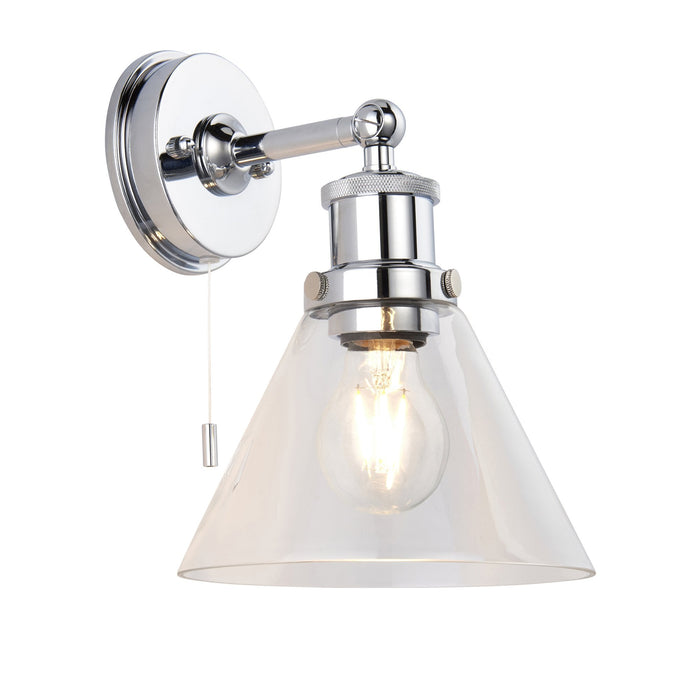 Nelson Lighting NL945513 Bathroom 1 Light Wall Light Chrome Plate & Clear Glass