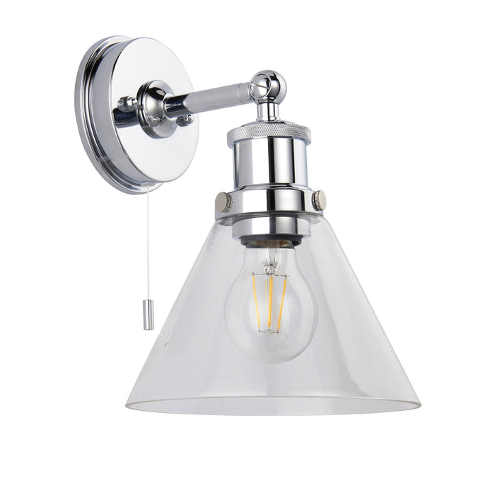 Nelson Lighting NL945513 Bathroom 1 Light Wall Light Chrome Plate & Clear Glass