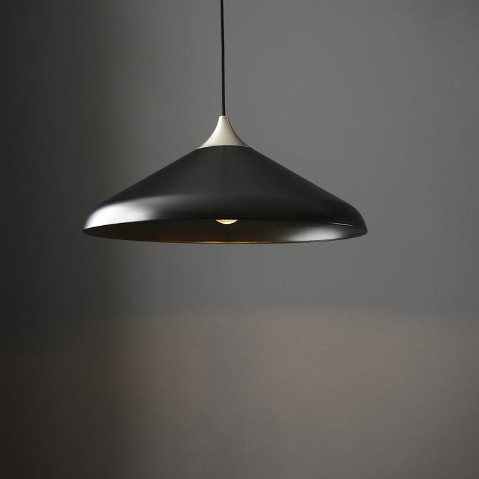 Nelson Lighting NL946560 1 Light Pendant Matt Black & Matt Nickel Plate