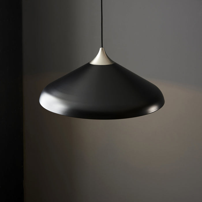 Nelson Lighting NL946560 1 Light Pendant Matt Black & Matt Nickel Plate