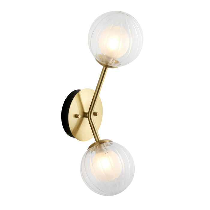 Nelson Lighting NL946691 2 Light Wall Light Satin Brass Plate & Clear/frosted Glass