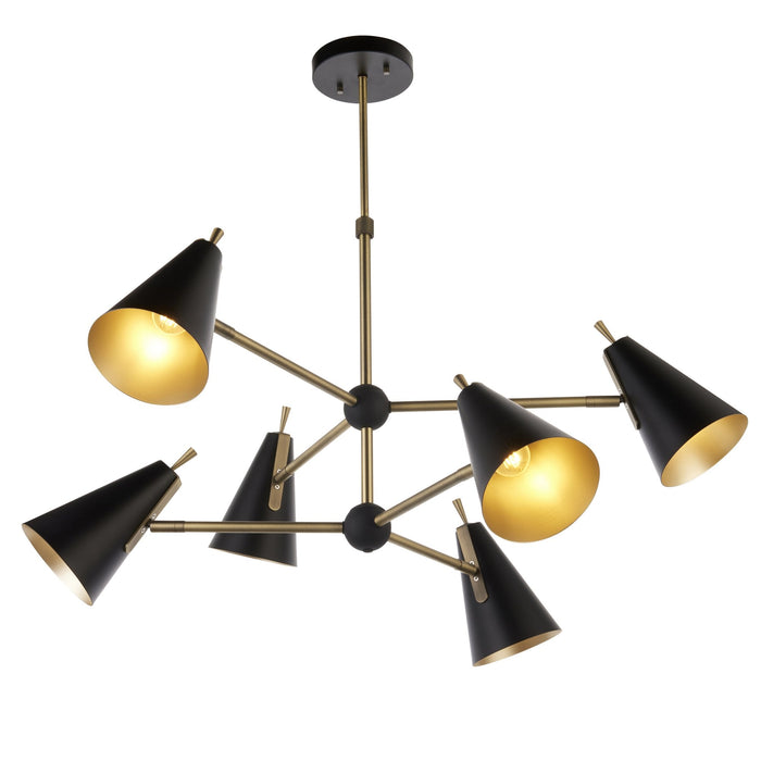 Nelson Lighting NL946702 6 Light Pendant Matt Antique Brass Plate & Matt Black