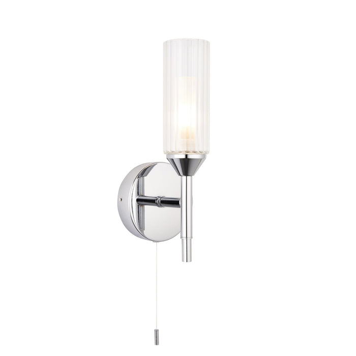 Nelson Lighting NL947171 Bathroom 1 Light Wall Light Chrome Plate & Clear/frosted Ribbed Glass