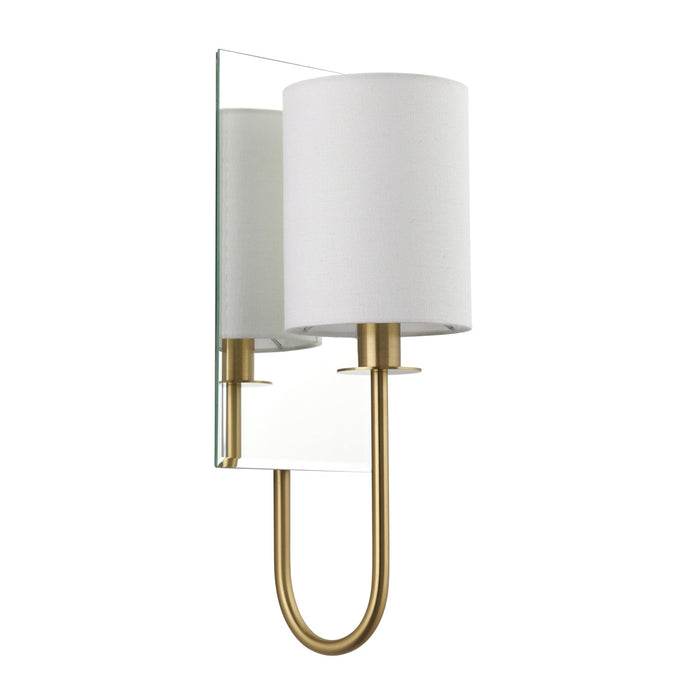 Nelson Lighting NL949514 1 Light Wall Light Satin Brass Plate & Vintage White Fabric