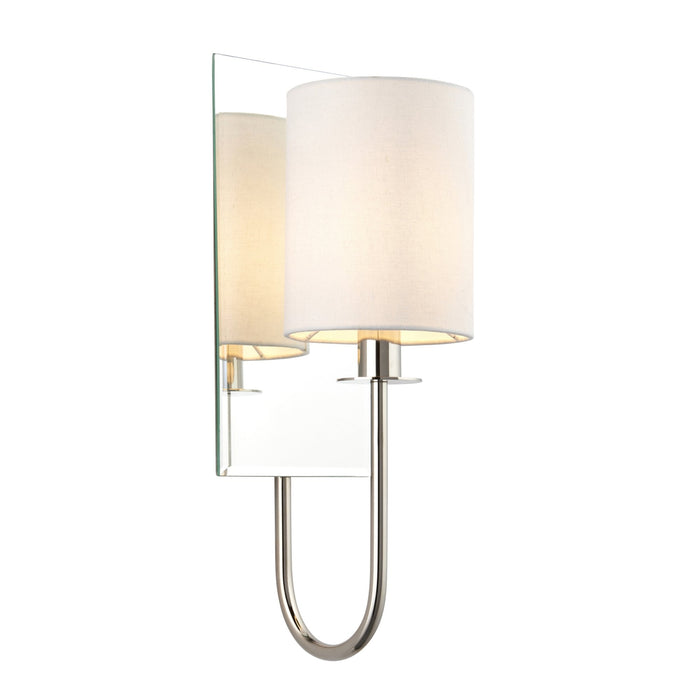 Nelson Lighting NL949515 1 Light Wall Light Bright Nickel Plate & Vintage White Fabric